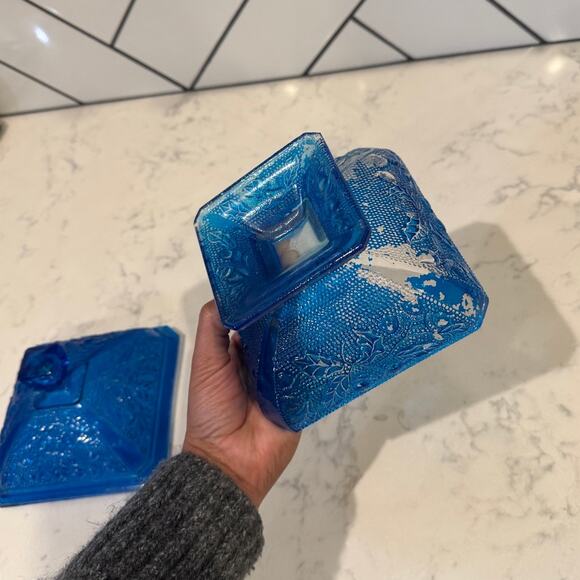 Vintage Jeanette Pressed Glass Footed Candy Dish Acorn Oak Leaf trinket dish - Picture 6 of 12